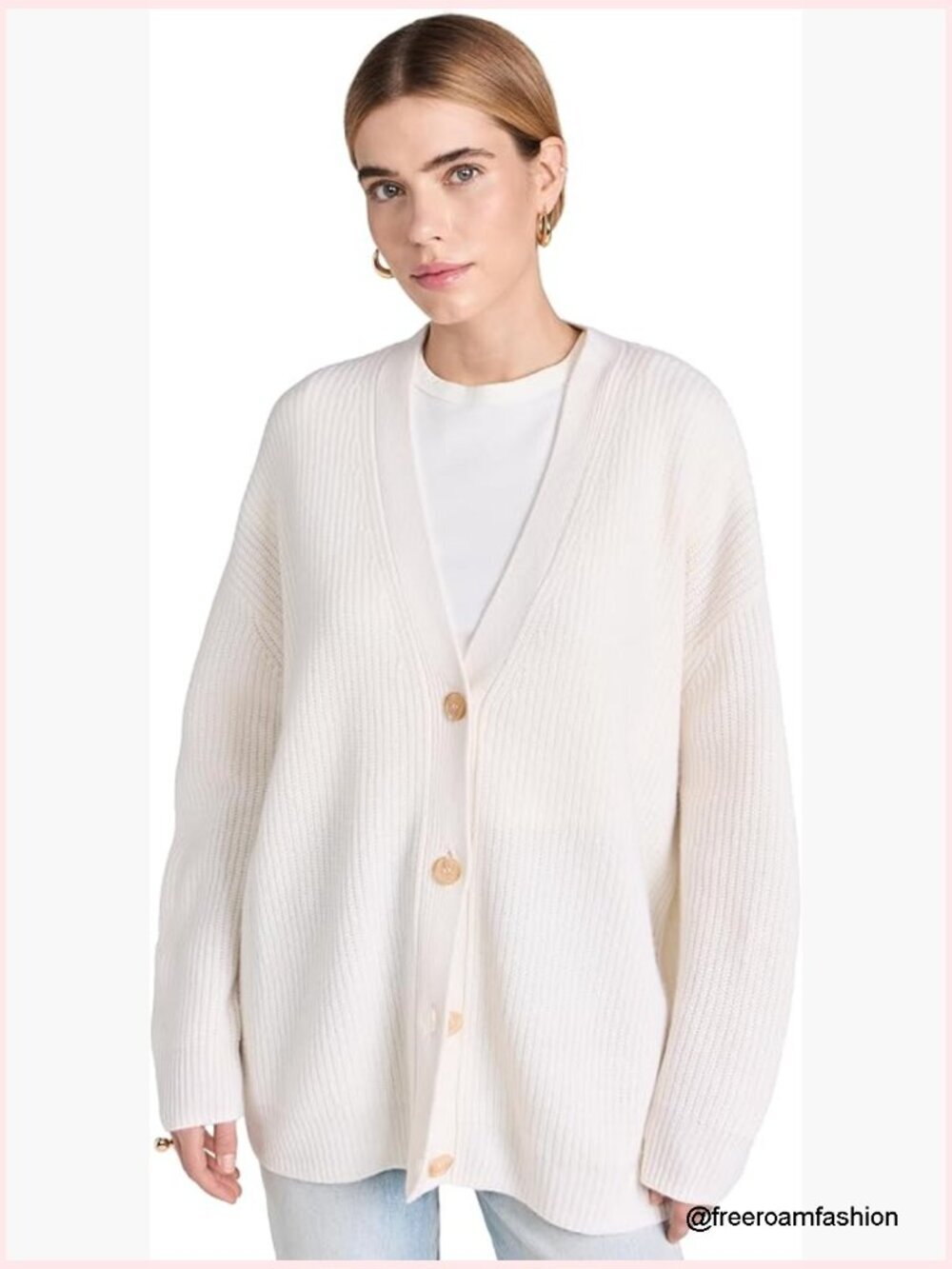 Cashmere Cocoon Cardigan V-Neck Long Sleeve Ribbed Knit